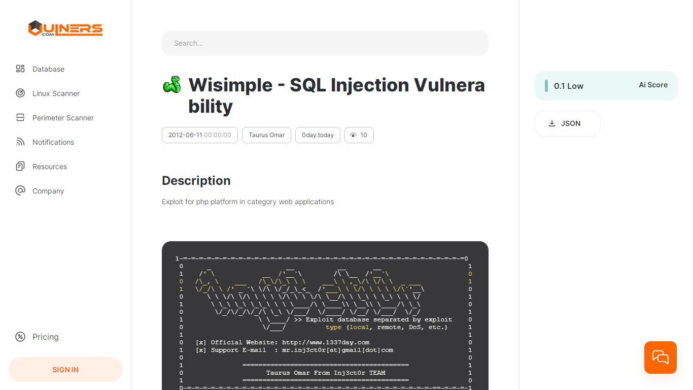 Wisimple - SQL Injection Vulnerability